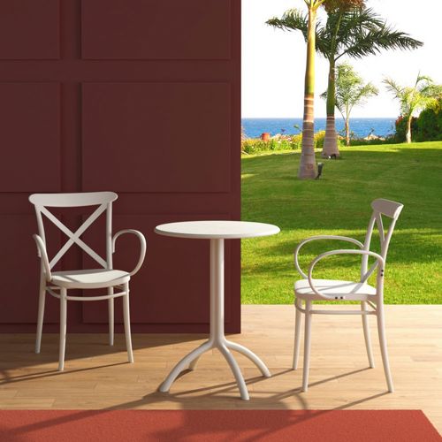 Cross XL Bistro Set with Octopus 24" Round Table White S256160-WHI