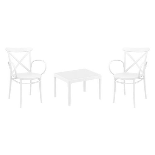 Cross XL Conversation Set with Sky 24" Side Table White S256109-WHI