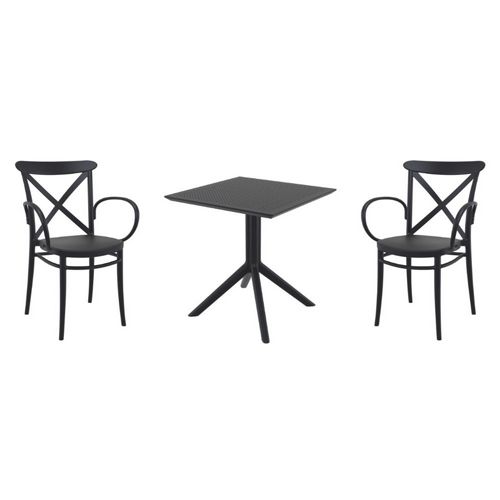 Cross XL Dining Set with Sky 27" Square Table Black S256108-BLA