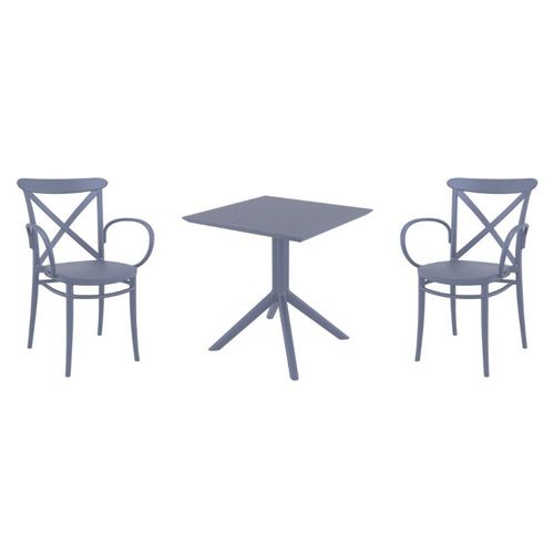 Cross XL Dining Set with Sky 27" Square Table Dark Gray S256108-DGR