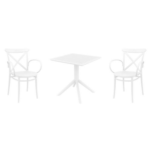 Cross XL Dining Set with Sky 27" Square Table White S256108-WHI