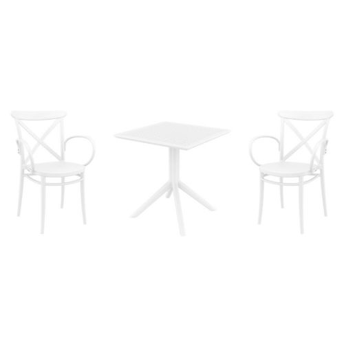 Cross XL Dining Set with Sky 27" Square Table White S256108-WHI