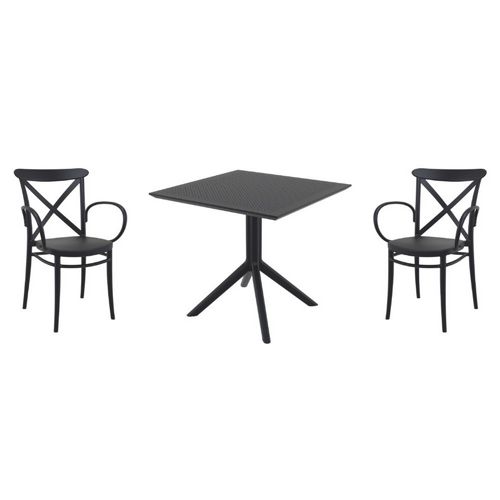 Cross XL Dining Set with Sky 31" Square Table Black S256106-BLA