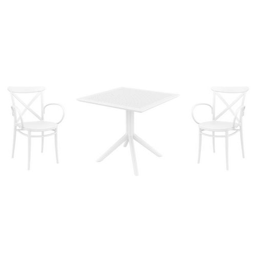 Cross XL Dining Set with Sky 31" Square Table White S256106-WHI