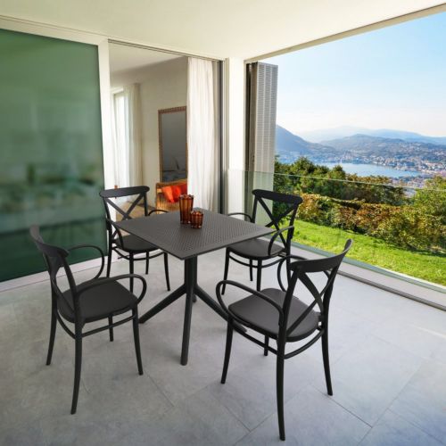 Cross XL Patio Dining Set with 4 Chairs Black ISP2561S-BLA