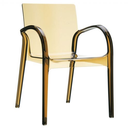 Dejavu Clear Plastic Outdoor Arm Chair Amber ISP032-TAMB