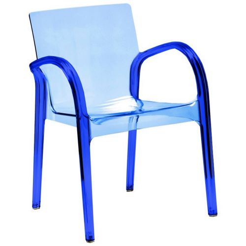 Dejavu Clear Plastic Outdoor Arm Chair Blue ISP032-TBLU