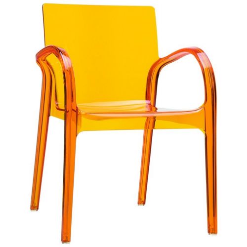 Dejavu Clear Plastic Outdoor Arm Chair Orange ISP032-TORA