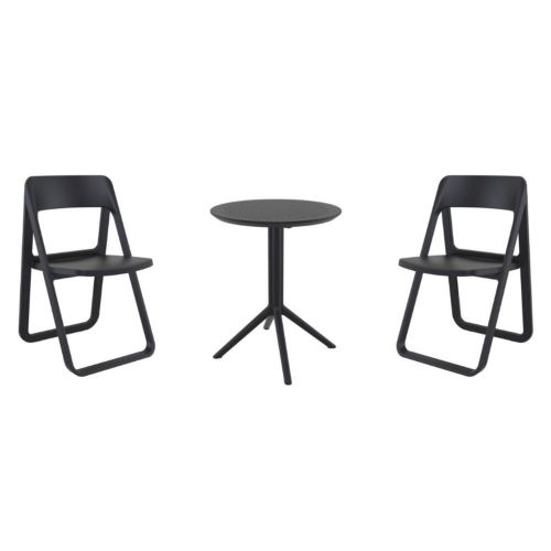 Dream Bistro Set with Sky 24" Round Folding Table Black S079121-BLA