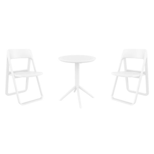 Dream Bistro Set with Sky 24" Round Folding Table White S079121-WHI
