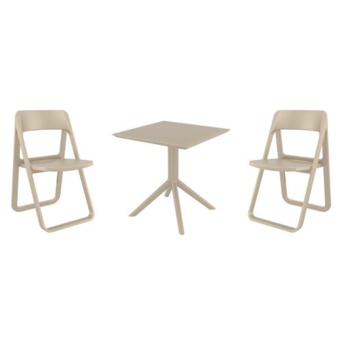 Dream Dining Set with Sky 27" Square Table Taupe S079108-DVR