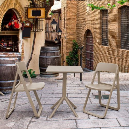 Dream Folding Outdoor Bistro Set with 2 Chairs Taupe ISP0791S-DVR-DVR