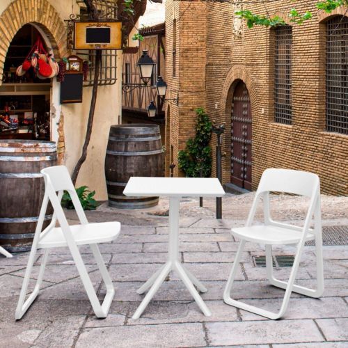 Dream Folding Outdoor Bistro Set with 2 Chairs White ISP0791S-WHI-WHI