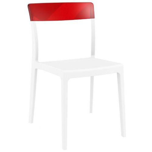 Flash Dining Chair White with Transparent Red ISP091-WHI-TRED