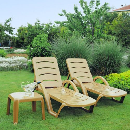 Havana Pool Chaise Furniture 6 piece Set Cafe Latte ISP078S6-TEA