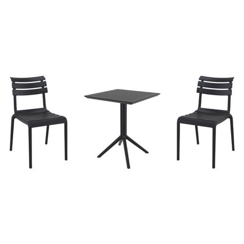 Helen Bistro Set with Sky 24" Square Folding Table Black S284114-BLA