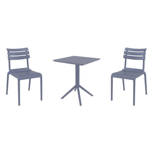 Helen Bistro Set with Sky 24" Square Folding Table Dark Gray S284114-DGR