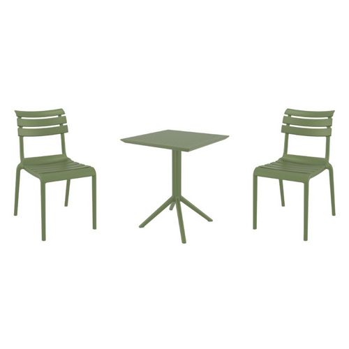 Helen Bistro Set with Sky 24" Square Folding Table Olive Green S284114-OLG