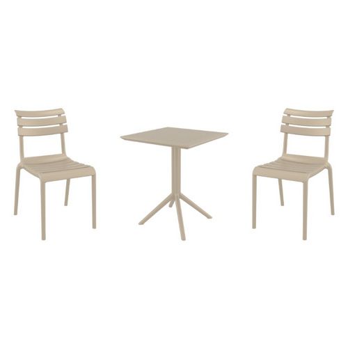 Helen Bistro Set with Sky 24" Square Folding Table Taupe S284114-DVR