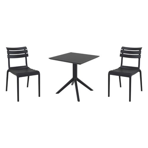 Helen Dining Set with Sky 27" Square Table Black S284108-BLA