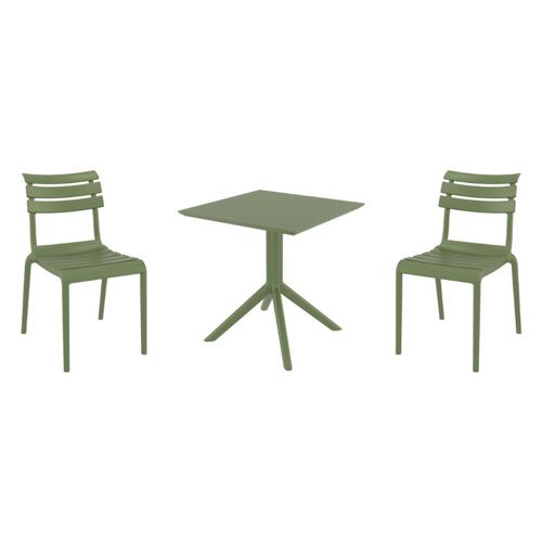 Helen Dining Set with Sky 27" Square Table Olive Green S284108-OLG
