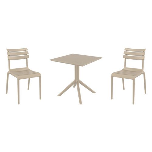 Helen Dining Set with Sky 27" Square Table Taupe S284108-DVR