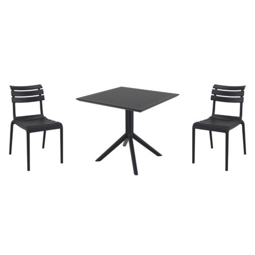Helen Dining Set with Sky 31" Square Table Black S284106-BLA