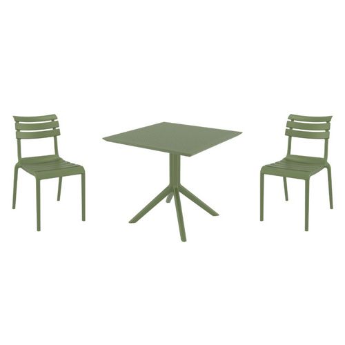 Helen Dining Set with Sky 31" Square Table Olive Green S284106-OLG