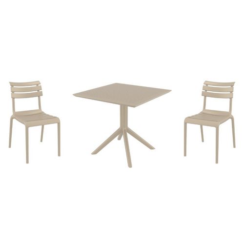 Helen Dining Set with Sky 31" Square Table Taupe S284106-DVR