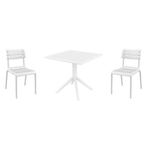 Helen Dining Set with Sky 31" Square Table White S284106-WHI