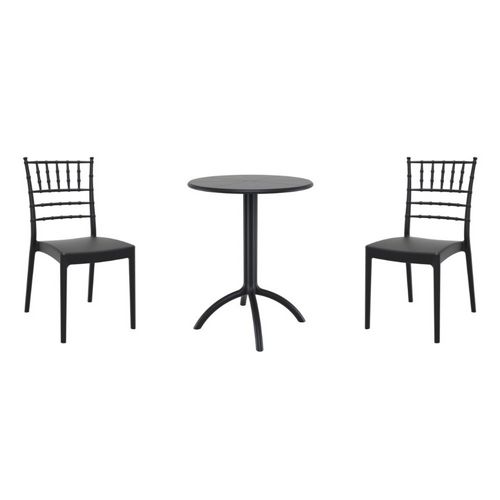 Josephine Bistro Set with Octopus 24" Round Table Black S050160-BLA