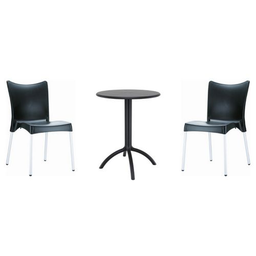 Juliette Bistro Set with Octopus 24" Round Table Black S045160-BLA