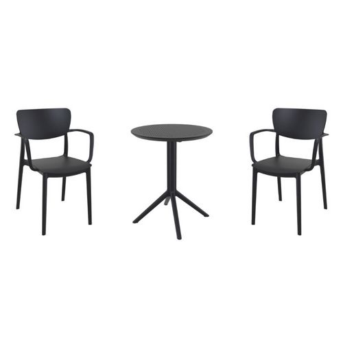 Lisa Bistro Set with Sky 24" Round Folding Table Black S126121-BLA