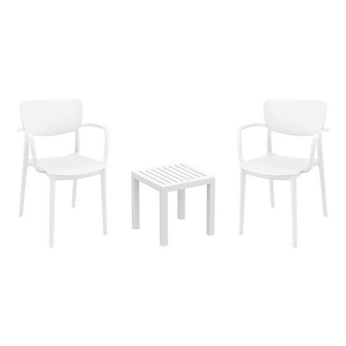 Lisa Conversation Set with Ocean Side Table White S126066-WHI