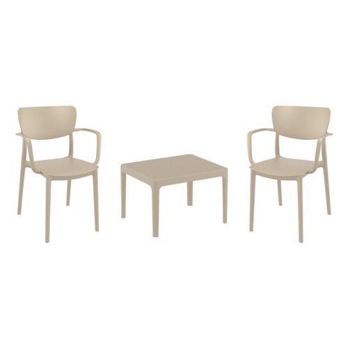 Lisa Conversation Set with Sky 24" Side Table Taupe S126109-DVR