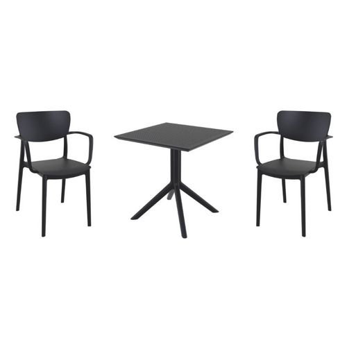 Lisa Dining Set with Sky 27" Square Table Black S126108-BLA