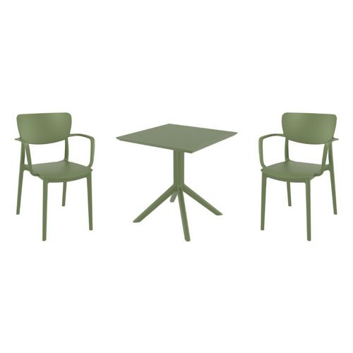 Lisa Dining Set with Sky 27" Square Table Olive Green S126108-OLG