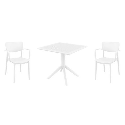 Lisa Dining Set with Sky 31" Square Table White S126106-WHI