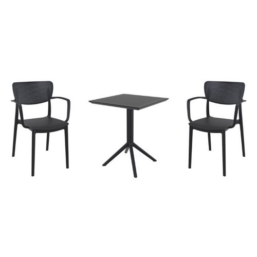 Loft Bistro Set with Sky 24" Square Folding Table Black S128114-BLA