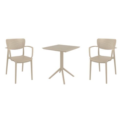 Loft Bistro Set with Sky 24" Square Folding Table Taupe S128114-DVR