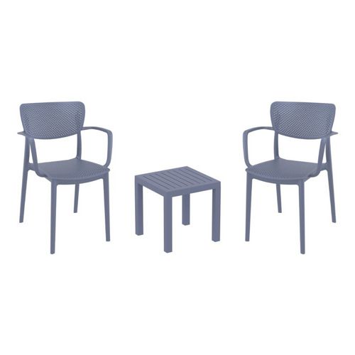Loft Conversation Set with Ocean Side Table Dark Gray S128066-DGR