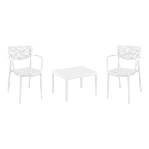 Loft Conversation Set with Sky 24" Side Table White S128109-WHI