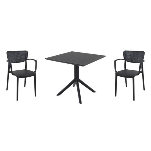 Loft Dining Set with Sky 31" Square Table Black S128106-BLA