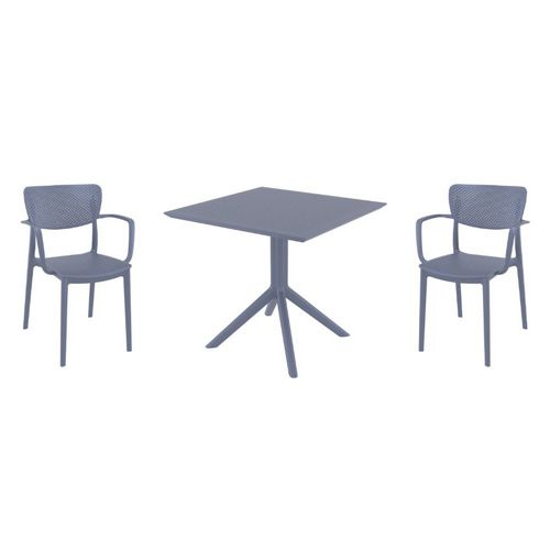 Loft Dining Set with Sky 31" Square Table Dark Gray S128106-DGR