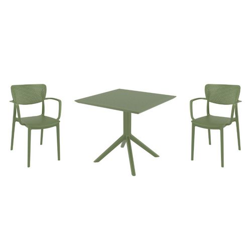 Loft Dining Set with Sky 31" Square Table Olive Green S128106-OLG