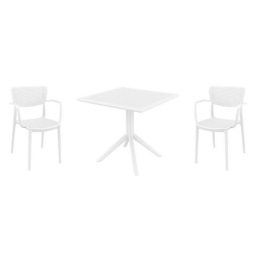 Loft Dining Set with Sky 31" Square Table White S128106-WHI