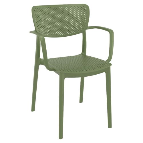 Loft Outdoor Dining Arm Chair Olive Green ISP128-OLG