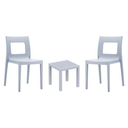 Lucca Conversation Set with Ocean Side Table Silver Gray S026066-SIL
