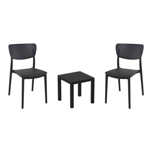Lucy Conversation Set with Ocean Side Table Black S129066-BLA