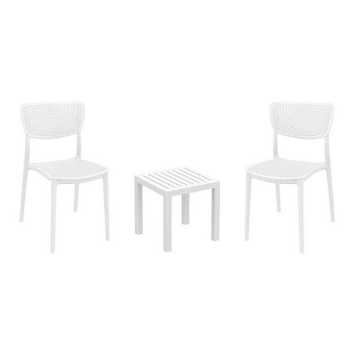 Lucy Conversation Set with Ocean Side Table White S129066-WHI